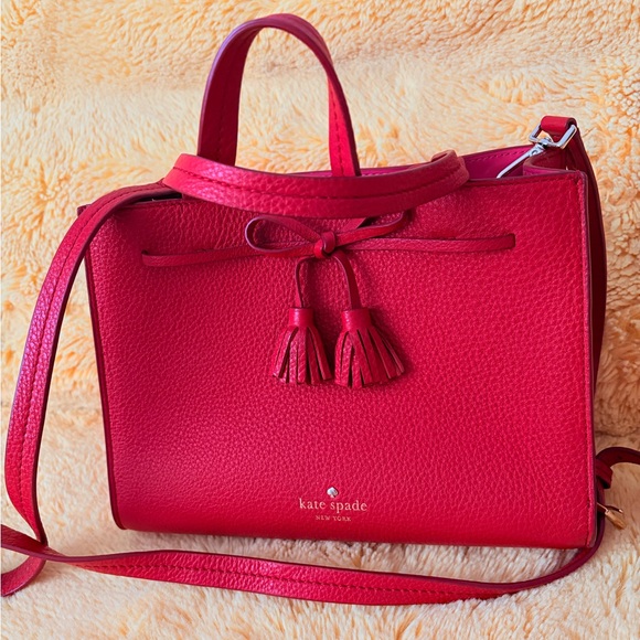 kate spade Red Leather Mini Tote with Tassel Bow - Picture 3 of 7